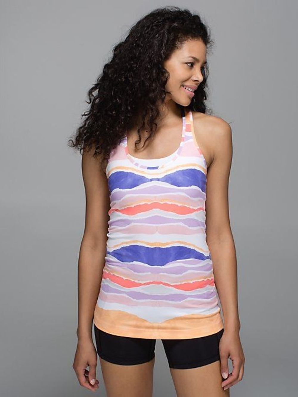 Lululemon Cool Racerback Beacher Stripe White Iris Flower